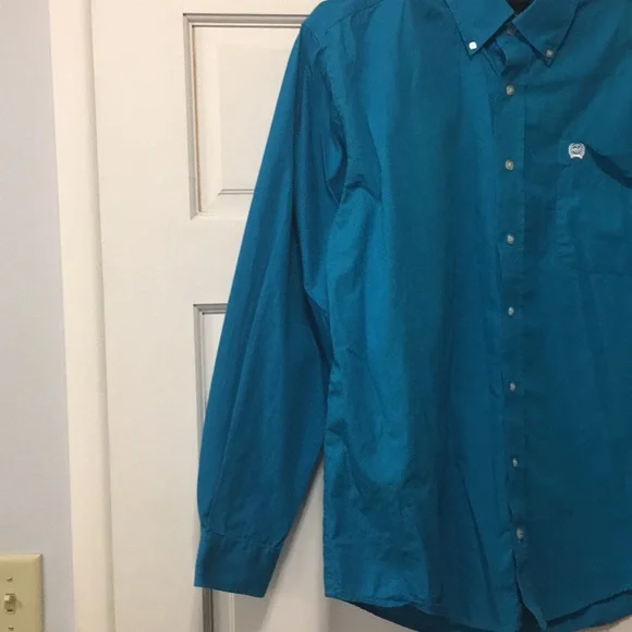 Cinch Western Shirt - Mens Small - Turquoise - Picture 4 of 11
